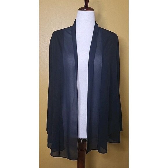 Simply Vera Vera Wang Black Long Sleeve Knit Cardigan Sheer Accent Medium Women - Picture 1 of 11